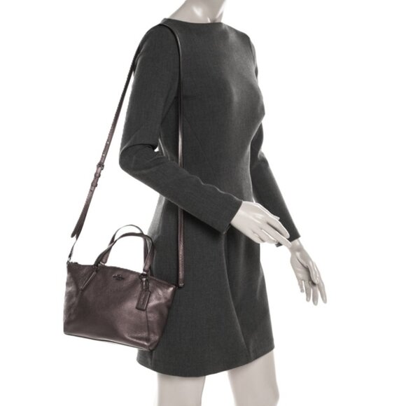 COACH KELSEY crossbody bronze metallic leather EUC pebble small F56127 bag - Picture 15 of 16